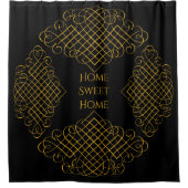 Rideaux De Douche Noir et Or avec message personnalisé (Devant)