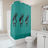 Rideaux De Douche Noir Et Turquoise Kokopelli Design Sud-Ouest (En situation)