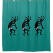 Rideaux De Douche Noir Et Turquoise Kokopelli Design Sud-Ouest (Devant)