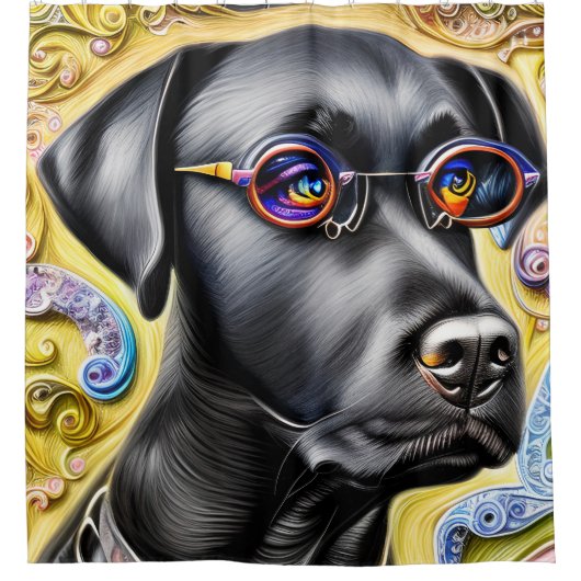 Rideaux De Douche Noir funky Labrador (Devant)