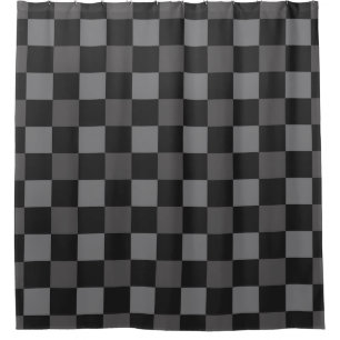 Rideaux De Douche Noir & Gris À damiers Carré Plaid