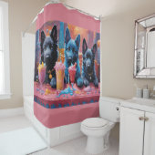 Rideaux De Douche Noir N Bleu Chiens de Berger Allemand Chiens De Mi (En situation)