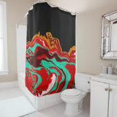 Rideaux De Douche Noir, Or, Bourgogne, Marbre (En situation)