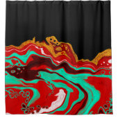 Rideaux De Douche Noir, Or, Bourgogne, Marbre (Devant)