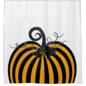 Rideaux De Douche Noir & Orange Citrouille rayé Chic Automne automne (Devant)