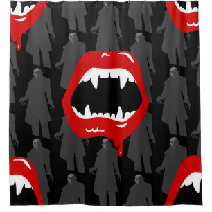 Rideaux De Douche noir vampire fangs nosferatu noir éffrayant noir