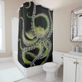 Rideaux De Douche Noir vert de poulpe (En situation)