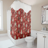 Rideaux De Douche Noisettes rouges motif Noël enneigé (En situation)