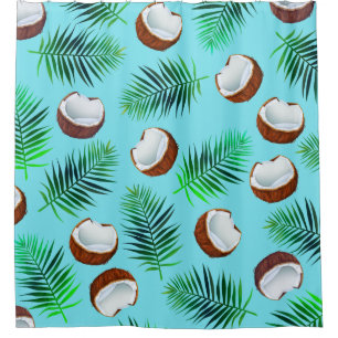 Rideaux De Douche Noix de coco et palmettes tropicales