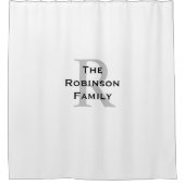 Rideaux De Douche Nom blanc et noir Monogramme (Devant)