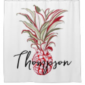 Rideaux De Douche Nom de famille du script mignon Ananas attirant (Devant)