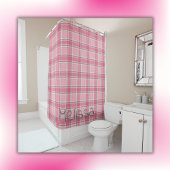 Rideaux De Douche Nom de la plaque rose et blanc Monogramme |