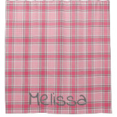 Rideaux De Douche Nom de la plaque rose et blanc Monogramme | (Devant)