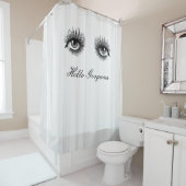 Rideaux De Douche Nom de script moderne Eyelashes maquillage blanc c (En situation)