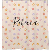 Rideaux De Douche Nom de script personnalisé Motif de marguerite col (Devant)