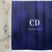 Rideaux De Douche Nom des initiales du monogramme bleu marine