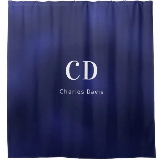 Rideaux De Douche Nom des initiales du monogramme bleu marine (Devant)
