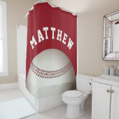 Rideaux De Douche Nom du joueur de baseball rouge (En situation)