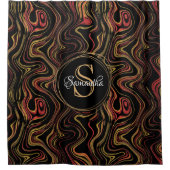 Rideaux De Douche Nom du monogramme en marbre rouge or étincelant (Devant)