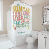 Rideaux De Douche Nom du monogramme rose d'été Super (En situation)