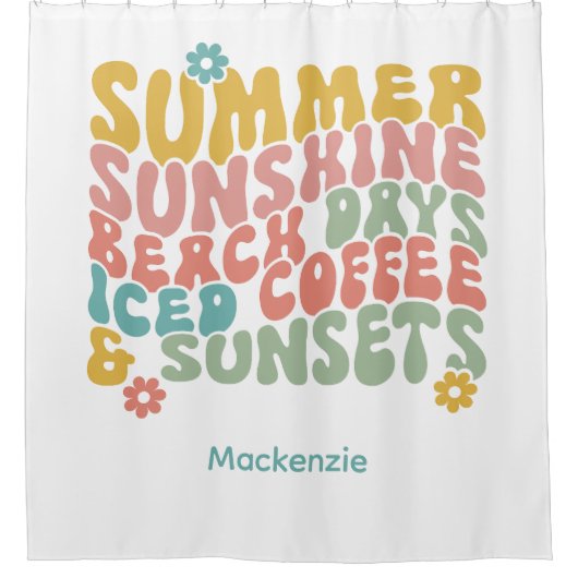 Rideaux De Douche Nom du monogramme rose d'été Super (Devant)