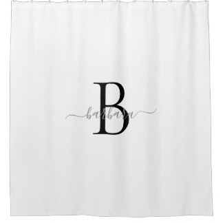 Rideaux De Douche Nom élégant en écriture manuscrite blanche monogra