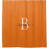 Rideaux De Douche Nom élégant en écriture orange monogramme (Devant)