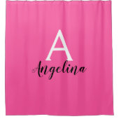 Rideaux De Douche Nom en monogramme rose chaud blanc et noir féminin (Devant)