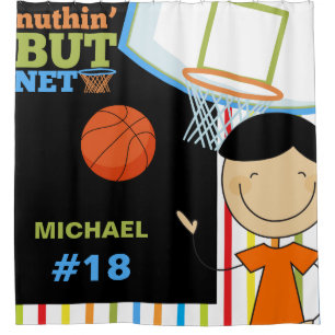 Rideaux De Douche Nom et nombre personnalisés garçons de basket-ball