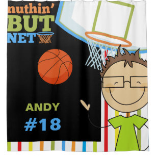 Rideaux De Douche Nom et nombre personnalisés garçons de basket-ball