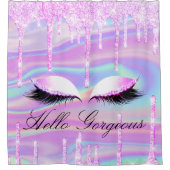 Rideaux De Douche Nom Eyelashes Maquillage Girly Princes Drices Holo (Devant)
