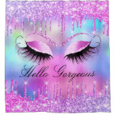 Rideaux De Douche Nom Eyelashes Maquillage nuptiale Pilules roses Ho (Devant)