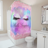 Rideaux De Douche Nom Eyelashes Maquillage Rose Bride Girly Drivers (En situation)