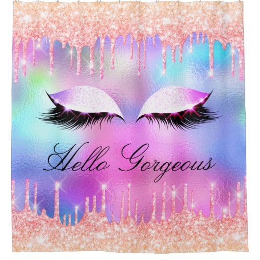 Rideaux De Douche Nom Eyelashes Maquillage Rose Bride Girly Drivers (Devant)