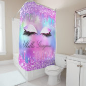 Rideaux De Douche Nom Eyelashes Maquillage Rose Girly Dried Holograp (En situation)