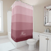 Rideaux De Douche Nom fait sur commande rouge de rose géométrique (En situation)