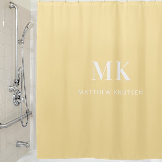 Rideaux De Douche Nom initial du monogramme blanc jaune