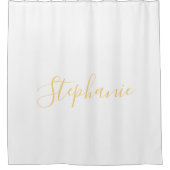 Rideaux De Douche Nom Monogram Gold White Classy Elegant Custom (Devant)