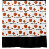 Rideaux De Douche Nom monogramme Basket Orange sur Bain Blanc (Devant)