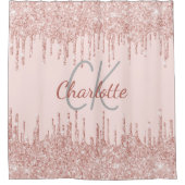 Rideaux De Douche Nom monogramme des gouttes roses (Devant)