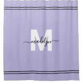 Rideaux De Douche Nom Monogramme Écriture Violette (Devant)