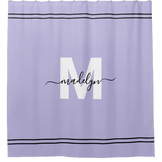 Rideaux De Douche Nom Monogramme Écriture Violette (Devant)