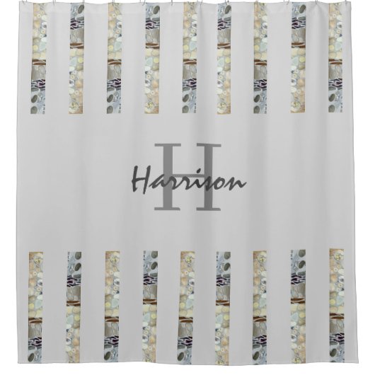 Rideaux De Douche Nom monogramme Gris (Devant)