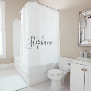 Rideaux De Douche Nom Monogramme Gris Blanc Élégant Couleur personna