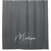 Rideaux De Douche Nom Monogramme moderne Script Grey (Devant)