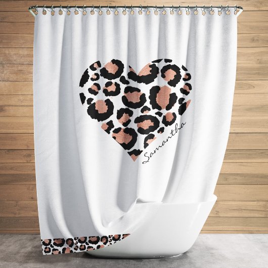 Rideaux De Douche Nom Motif Cœur de Léopard Guépard