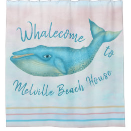 Rideaux De Douche Nom nautique de Whalecome | de baleine bleue de