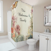 Rideaux De Douche Nom personnalisable Papillon & Floral (En situation)