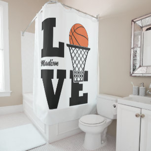 Rideaux De Douche Nom personnalisé Amour de basketball