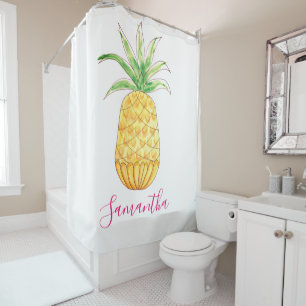 Rideaux De Douche Nom personnalisé Ananas